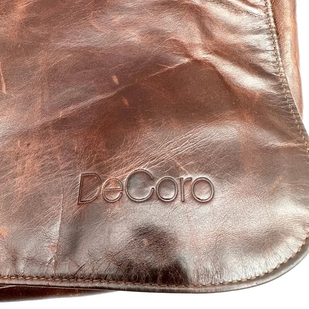 DeCoro leather Messenger Bag Full Grain Laptop Satchel Work Bag Men Office